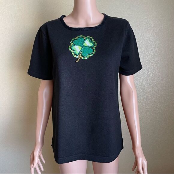 The Quacker Factory Shamrock St Patrick’s Day Top Size Small - Picture 1 of 7